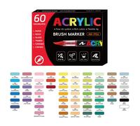 60 Couleurs Feutre Acrylique, Marqueur Acrylique, Liquide Direct Acrylic Paint Marker, Stylo Acrylique pour Coloriage,Calligraphie