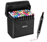 60 Couleurs Feutres à Alcool Double Pointe, Marqueurs Pinceau et Ciseau pour Coloriage Adulte, Dessin, Animation - Idéal pour Artistes, Étudiants, Débutants - Avec Pochette de Transport