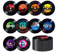 60 découpes de tableau d'affichage PCS Records, 10 motifs de décoration de tableau d'affichage effaçables avec film PET Décoration de projet de musique jazz rock Fournitures de fête (15cm de diamètre)