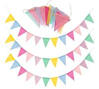 60 Drapeaux de Triangle en Toile de Jute Multicolore 6 x Guirlandes de Fanions Bannière Banderole Triangle Vintage Decoration pour Cérémonie Mariage