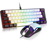 60% Ensemble Clavier Et Souris 2-En-1 Gamer, Azerty Français, Mini Clavier Ultra-Compact Rétroéclairé Rgb 62 Touches, Souris Légère 6 Boutons 7200 Dpi Pour Pc Mac Ps5 Xbox