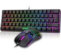 60% Ensemble Clavier et Souris 2-en-1 Gamer, AZERTY FRANÇAIS, Mini Clavier Ultra-Compact Rétroéclairé RGB 62 Touches, Souris Légère 6 Boutons 7200 DPI pour PC Mac PS5 Xbox