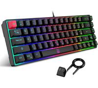 60% Ergonomic Gaming Keyboard Small RGB Compact Silent Backlit Gaming Keyboard for Windows PC Laptop Gaming (68 Keys,Black)