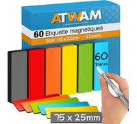 60 Étiquettes Magnétiques Effaçables & Inscriptibles - 75x 25mm - 6 Couleurs - Scrum & Kanban - Lot De 60 Aimants Pour Tableau Blanc, Tableau Magnétique, Tableau Magnétique Et Réfrigérateur