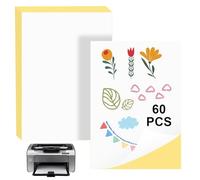 60 Feuille A4 Autocollante Imprimable, Blanc Mat Papier Autocollant Imprimable Compatible avec les Imprimantes Laser, les Photocopieurs, les Imprimantes à Jet d'Encre et les Imprimantes Matricielles
