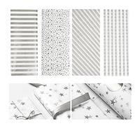 60 Feuille Papier De Soie D'Emballage Cadeau, Métallique Papier de Soie avec Etoile Pois Rayure Motif pour DIY Artisanat Anniversaire Mariage Noël Fêtes Vin Bouteille, 50 X 70 cm, 4 Motif (Argent)