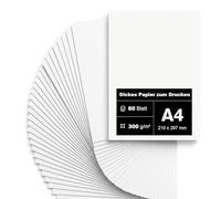 60 Feuilles Papier Cartonné blanc A4 300g/m² Pbricolage peinture impression | Papier pour origami pour invitations, scrapbooking, loisirs créatifs 21 x 29,7 cm