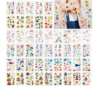 60 Feuilles Tatouages Temporaires Enfants, CAYUDEN Étanche Enfants Faux Tatouage Autocollants Fille Sirène Licorne Paillettes Tatouages Kit Enfants Tattoos Tatouages Temporaires pour Enfants Filles