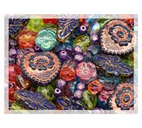 60 g Mix of Unique Czech Bohemia Glass Pressed Beads, Crazy Purple Green Copper, Table Cut, Matte and Glossy, Faceted Fire Polish, Hand Made Set Kit BCV