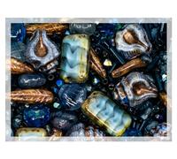 60 g Mix of Unique Czech Bohemia Glass Pressed Beads, Dark Blue, Table Cut, Matte and Glossy, Faceted Fire Polish, Hand Made Set Kit BCV