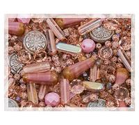 60 g Mix of Unique Czech Bohemia Glass Pressed Beads, Dirty Pink Antique, Table Cut, Matte and Glossy, Faceted Fire Polish, Hand Made Set Kit BCV