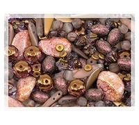 60 g Mix of Unique Czech Bohemia Glass Pressed Beads, Matte and Glossy, Hand Made, Antique Copper Pink