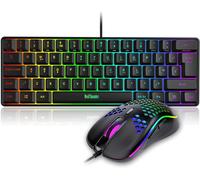 60% Gaming Keyboard And Mouse Combo, Uk Layout Ultra-Compact Rgb Backlit Mini Keyboard, Lightweight 7200 Dpi Honeycomb Optical Mouse, Rgb Wired Gaming Set For Pc Mac Ps5 Xbox Gamer(Black)