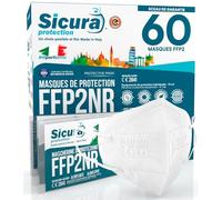 60 masques FFP2 blanc certifié CE Fabriqué en Italie Sicura BFE ≥99% SANITIZÉ et scellé individuellement EN 149:2001+A1:2009