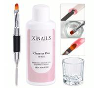 60 ml Ensemble de liquide dégraissant pour ongles, élimine la couche collante de surface du vernis gel, sèche rapidement. Nettoyant pour ongles avec pinceau UV/LED, tasse en cristal et outils de manuc