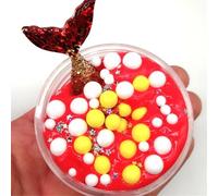 60 Ml Slime Diy Sirène Coton Boue Mousse Boule Ocean Cristal Decompression Boue Diy Cadeau Jouet, Rouge