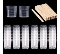 60 Pack 30ml gobelet mélangeur en plastique tasses à mesurer graduée tasses avec des 50 pièces en bois bâtons d'agitation kit de mélange pour le mélange de matière plastique époxy taches de peinture