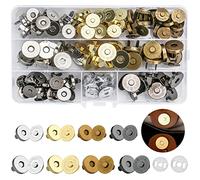 60 Paires bouton pression aimanté 14mm 18mm fermoir magnetique Métal pression aimanté couture set pour Sac en Tissu, Portefeuille en Cuir,Craft DIY 4 Couleurs