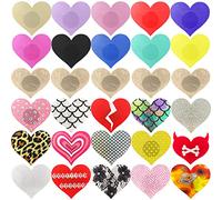 60 Paires Femmes Cache-tétons Autocollants Pasties Forme de Coeur Pétales de Poitrine Auto-adhésif Autocollant Bandes de Poitrine Jetable Coussinets de tétons en Satin