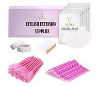 60 Patchs Gel Extensions de Cils, 50PCS Brosses à Cils Jetables+50PCS Patchs Démaquillant Faux Cils, 100PCS Micro Brosses Applicateur, 2Rouleaux Ruban de Cils