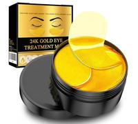 60 Patchs Masque Yeux 24K Or, lutter contre les poches et les rides, Hydratant,Soulager la Fatigue,Soin Éclaircissant Contour des Yeux pour Femmes/Hommes