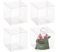 60 Pcs 6x6x6cm Effacer Cube De Faveur Boîtes Pvc Transparent Cube Coffrets Cadeaux Pour Bonbons Chocolat Saint Valentin, Noël, Halloween, Cadeau, Mariage