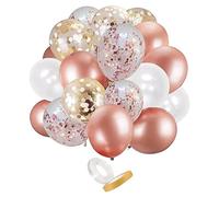 60 PCS Ballois en latex de 12 pouces avec paillettes, rose rose rose blanc or métallique Balloons de fête avec bandes adhésives pour décoration de mariage d'anniversaire