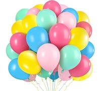 60 Pcs Ballon Pastel,12" Bleu Rose Jaune Latex Ballons,Ballon Helium Anniversaire,Ballons Multicolores pour Décorations de Fête,Baby Shower,Célébrations Mariage