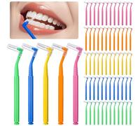 60 Pcs Brossettes Interdentaire,Forme de L Brossettes Interdentaire, 5 Tailles Brossette Dentaire Angle pour interdentaire entre les dents et les gencives，Réutilisable(5 Couleurs)