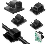 60 Pcs Clip Cable Adhésif, 4 Tailles Organisateur de Câbles, Attache Cable, Support Câbles pour Maison, Bureau, Bureau, TV, Ordinateur, Mur (Noir)
