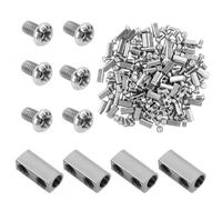 60 Pcs Clips pour Câble Métallique, Serre-Câbles 3 mm, Double Trou Pince Câble Métallique, Corde Métallique Duplex, Wire Rope Clamp avec Capuchon de Borne à Vis M3/M4 pour Trou de Ligne (A)