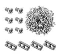 60 Pcs Clips pour Câble Métallique, Serre-Câbles 3 mm, Double Trou Pince Câble Métallique, Corde Métallique Duplex, Wire Rope Clamp avec Capuchon de Borne à Vis M3/M4 pour Trou de Ligne (B)