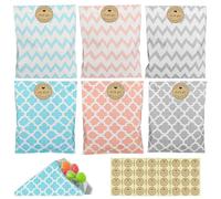 60 Pcs Pochette Cadeau Kraft, Sachet Bonbons Anniversaire, Petits Sacs Cadeaux Colorés avec 60 Autocollants pour Anniversaire Mariage Halloween Noël Fête (6 Dessins Mignons)