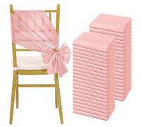60 PCS Satin Chaise Sash Ties, Arc Couverture de Chaise Universelle, châssis à châssis à Or Rose pour réception de Mariage, fête des banquets, événement hôtelier, décoration de chaises(17 x 200 cm)