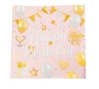 60 Pcs Serviette Anniversaire, Serviette Papier Anniversaire avec Motif Happy Birthday pour Fête d'Anniversaire Décoration de Table(Rose)