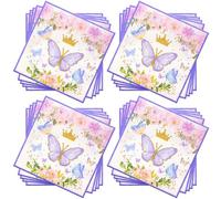 60 Pcs Serviettes à Papillon,Violet Serviettes Cocktail Papier Vaisselle Jetable Butterfly Été Printemps Serviette de Table pour Mariage Anniversaire Apéritif Noël Baptême Dessert Décoration,33*33cm