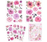 60 Pcs Watercolor Leaves Wall Stickers for Girls Bedroom,Computer Lockers,Living Room,4 Sheets