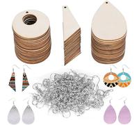 60 Pendentifs en Bois Inachevés Forme Larme pour Boucles d'Oreilles DIY | Style Ethnique et Bohème, pour Dames, Projets Faits Main, Cadeaux de Noël et Loisirs Créatifs