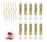 60 Pezzi Candele Spirale Lunghe Compleanno, Candeline Lunghe Compleanno Sottili, Candele Torta per Torta 15cm, Decorazioni per Torte, Ideale per Matrimonio, Party, Longues 15 cm, avec Supports (Or)