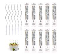 60 Pezzi Candele Spirale Lunghe Compleanno, Candeline Lunghe Compleanno Sottili, Candele Torta per Torta, Decorazioni per Torte, Ideale per Matrimonio, Party, Longues 15 cm avec Supports (Argentées)
