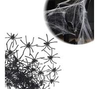60 Pièces Araignée Halloween, 100g Toile D'Araignée Halloween, Peur FausseToiles D'Araignée Super Extensible pour des décorations de fête effrayantes pour Halloween