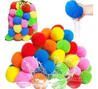60 Pièces Balles à Eau Réutilisables, Bombe a Eau, Boules d'Eau en Coton, Bombe à Eau Splash Balle pour Jouets Aquatiques, Jouets de Piscine, Jouets de Plage