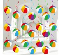 60 Pièces Ballon de Plage Tourbillon Suspendu, Ballon Plage Guirlande Spirale à Suspendre Decoration, Ballons de Plage Suspendus Tourbillons, Tropical Suspension Spirale pour Hawaïen Été Plage Fête