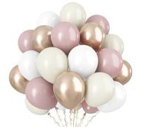 60 Pièces Ballon Rose et Beige,Ballons Blanc,Metallic Champagne Or Latex Balloons,Ballons Anniversaire Rose Fille,Kit Arche Ballon Baby Shower, Mariage Fête Décorations