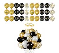 60 pièces Ballons de décoration pour 40e anniversaire Noir Or Blanc - Ballons en latex - Ballons de décoration pour 40e anniversaire pour hommes et femmes, décoration de fête Happy Birthday, également
