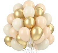 60 Pièces Ballons Doré Beige, Ballon Anniversaire Beige Or, Ballons Latex Métallisé Or Crème, pour Anniversaire Baby Shower Mariage Fête
