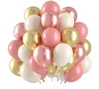 60 Pièces Ballons Rose Or Beige, Ballon Anniversaire Rose Beige Metallic Champagne Or Latex Balloons pour Fête Anniversaire Fille Femme Mariage Baby Shower Fiancailles Fête Décor