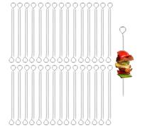 60 Pièces Brochettes à Viande en Acier Inoxydable, 10cm Brochettes pour Barbecue en Acier Inox, Brochettes en Métal, Réutilisables Brochettes Barbecue pour Viande, Légumes, Poisson, Cocktail
