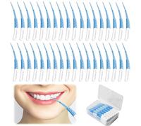 60 Pièces Brossettes Interdentaire, Brossette Dentaire Cure Dent Brossette Bâtonnet Interdentaire, Cure Dent, Brossettes Interdentaires, pour Nettoyer et Masser la Bouche (Bleu)