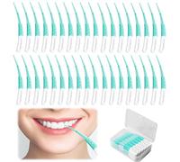 60 Pièces Brossettes Interdentaire, Brossette Dentaire Cure Dent Brossette Bâtonnet Interdentaire, Cure Dent, Brossettes Interdentaires, pour Nettoyer et Masser la Bouche (Vert)